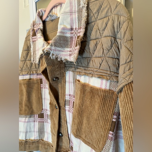 NWOT🤍POL Corduroy Jacquard Patchwork Jacket Small - Picture 8 of 9